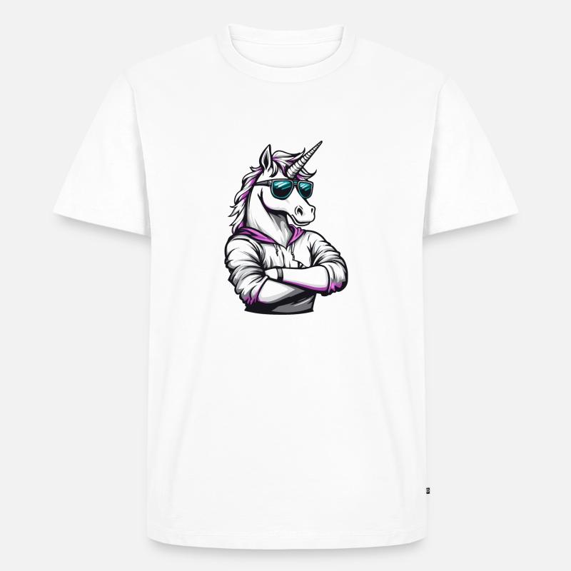 Einhorn Comic - Männer Premium Bio T-Shirt - Weiß