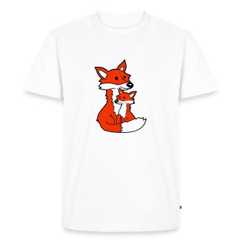 2 Foxes Mother Red Fox Little Child Father Mom - Men's Premium Organic T-Shirt - white - Front - Nico (187cm)