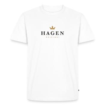 Logo original de la famille Hagen - T-shirt Premium bio Homme - blanc - Devant - Nico (187cm)