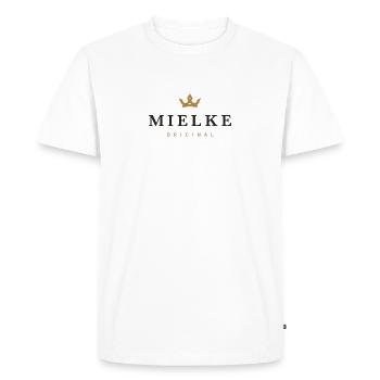 Mielke Original Logo de la famille - T-shirt Premium bio Homme - blanc - Devant - Nico (187cm)