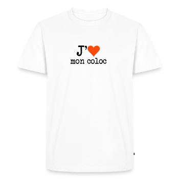 j'aime mon coloc - T-shirt Premium bio Homme - blanc - Devant - Nico (187cm)