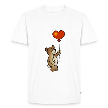 Teddy avec le coeur - T-shirt Premium bio Homme - blanc - Devant - Nico (187cm)