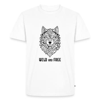 Loup sauvage et libre - T-shirt Premium bio Homme - blanc - Devant - Nico (187cm)