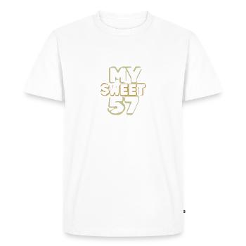 Anniversaire 57 - T-shirt Premium bio Homme - blanc - Devant - Nico (187cm)
