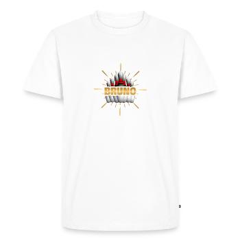 Bruno - Men's Premium Organic T-Shirt - white - Front - Nico (187cm)
