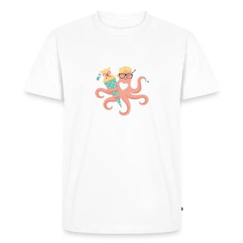 Octopus with school cone school enrollment - Men's Premium Organic T-Shirt - white - Front - Nico (187cm)