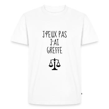 greffier / greffe / tribunal / justice / juge - T-shirt Premium bio Homme - blanc - Devant - Nico (187cm)