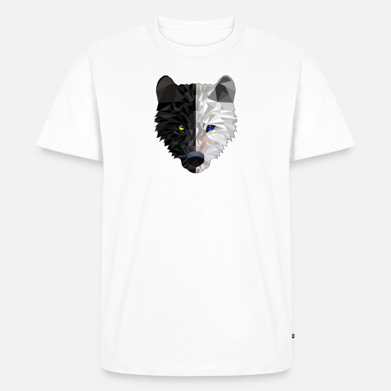 Wolfkopf - Low Poly - Männer Premium Bio T-Shirt - Weiß