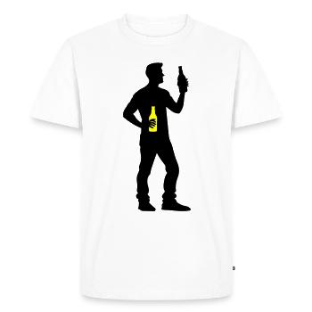 Silhouette buvant de la bière - T-shirt Premium bio Homme - blanc - Devant - Nico (187cm)