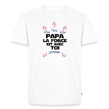 papa la force est avec toi - T-shirt Premium bio Homme - blanc - Devant - Nico (187cm)