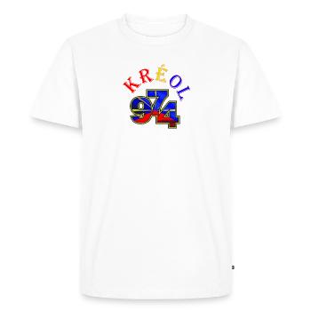 Kreol 974 Neon Grid - Men's Premium Organic T-Shirt - white - Front - Nico (187cm)