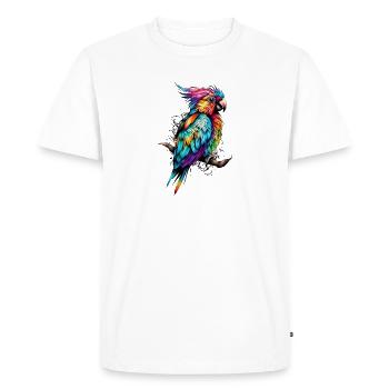Colorful Parrot Color Fire - Men's Premium Organic T-Shirt - white - Front - Nico (187cm)