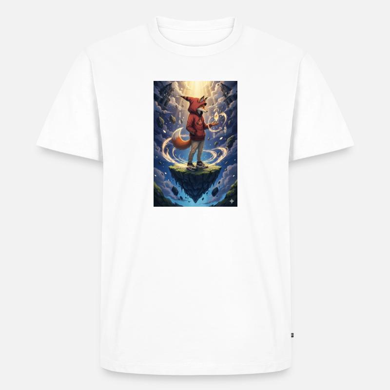 Fuchs im schwebenden Inselkristall - Männer Premium Bio T-Shirt - Weiß