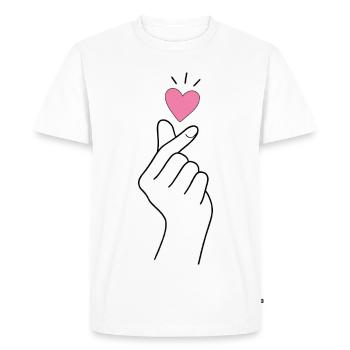 Cœur de doigt K-Pop - T-shirt Premium bio Homme - blanc - Devant - Nico (187cm)