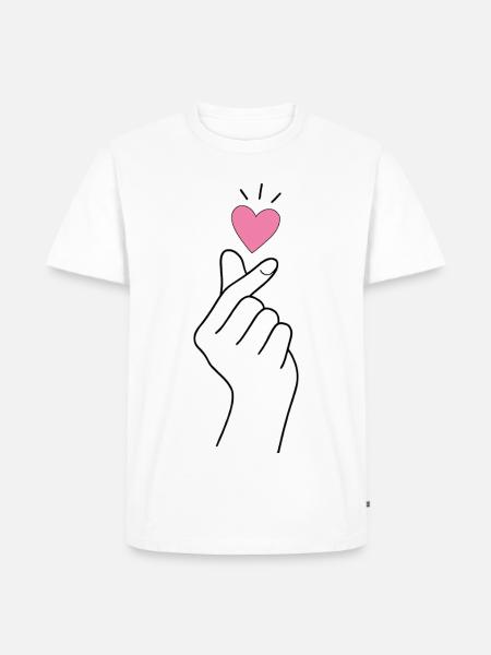 K-Pop Finger Heart - Men's Premium Organic T-Shirt - white