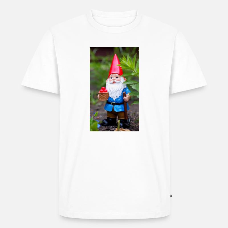 Gartengnom mit Korb - Männer Premium Bio T-Shirt - Weiß