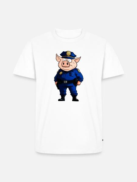 Schweine Polizei / Polizistin Schwein - Männer Premium Bio T-Shirt - Weiß