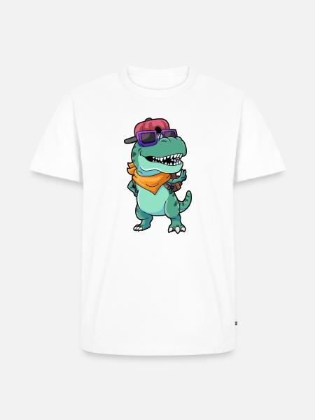 Schule Dino T Rex - Männer Premium Bio T-Shirt - Weiß