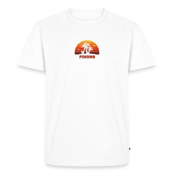 Cool Panama Beach Sunset Souvenir - Men's Premium Organic T-Shirt - white - Front - Nico (187cm)