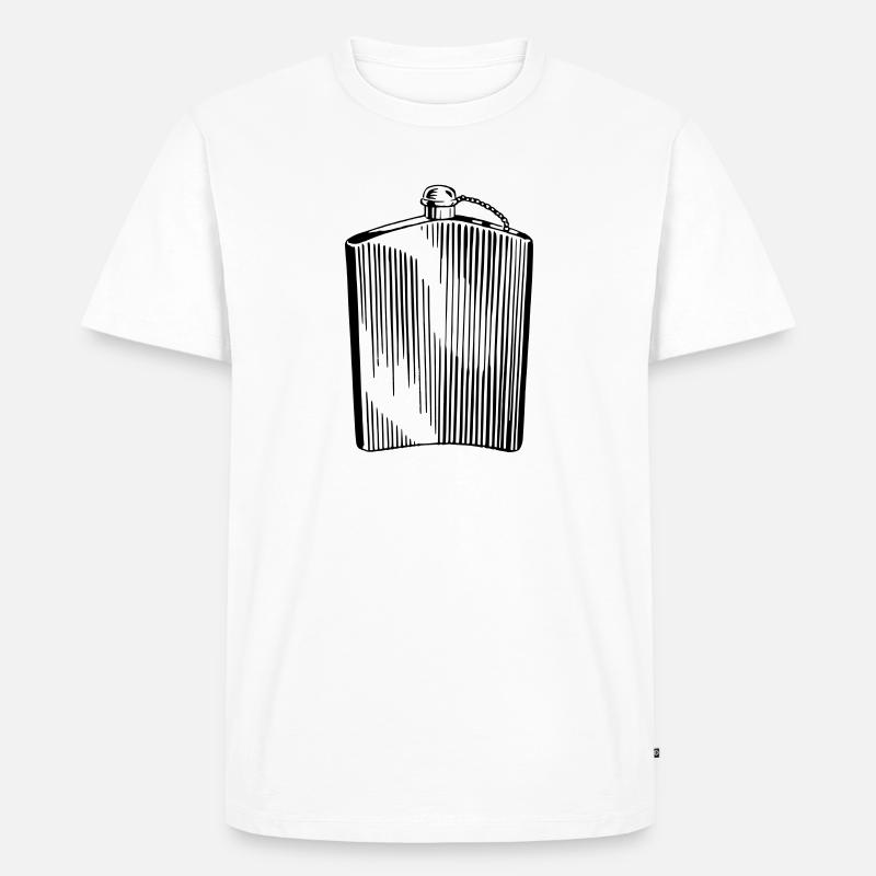 Flachmann Schnaps Flasche Geschenk Geschenkidee - Männer Premium Bio T-Shirt - Weiß