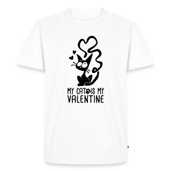 My cat is my valentine - T-shirt Premium bio Homme - blanc - Devant - Nico (187cm)