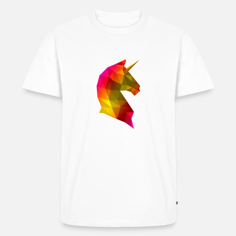 Einhorn Lowpoly Regenbogen 3D - Männer Premium Bio T-Shirt - Weiß