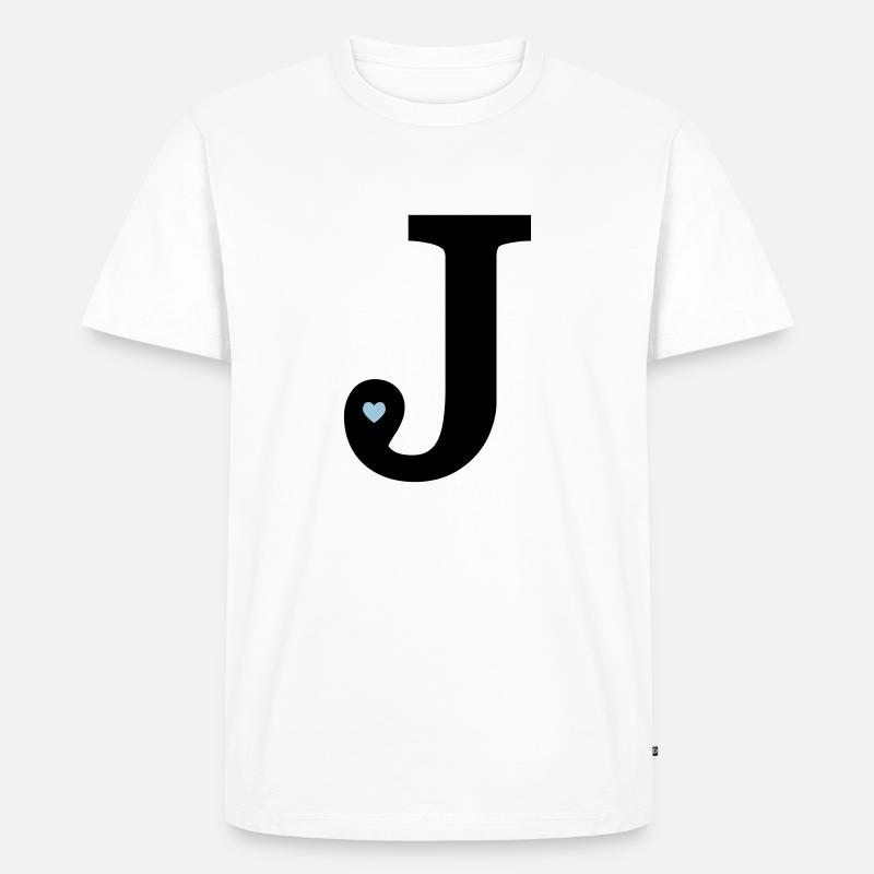 Buchstabe J Anfangsbuchstabe - Männer Premium Bio T-Shirt - Weiß