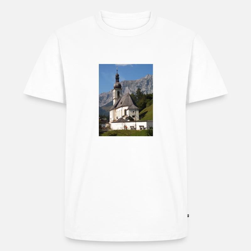 Ramsauer Kirche bei Berchtesgaden - Männer Premium Bio T-Shirt - Weiß