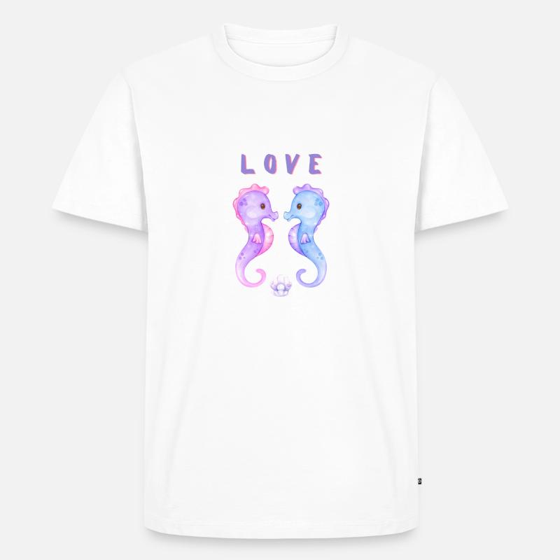 L O V E Seepferdchen - Männer Premium Bio T-Shirt - Weiß