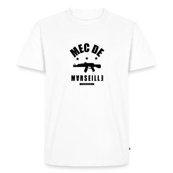 Mec de Marseille - T-shirt Premium bio Homme - blanc - Devant - Nico (187cm)