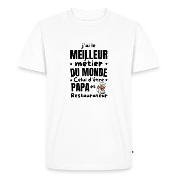 PAPA RESTAURATEUR - T-shirt Premium bio Homme - blanc - Devant - Nico (187cm)