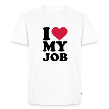 I love my job - T-shirt Premium bio Homme - blanc - Devant - Nico (187cm)