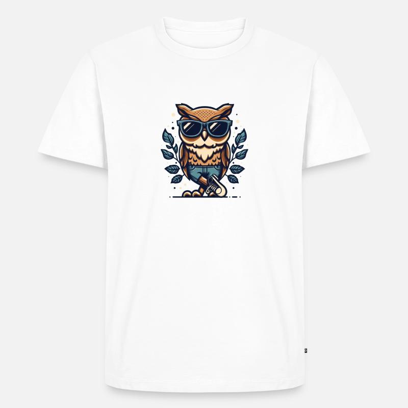 coole Eule - Männer Premium Bio T-Shirt - Weiß