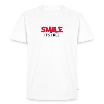 Smile It's free - Men's Premium Organic T-Shirt - white - Front - Nico (187cm)