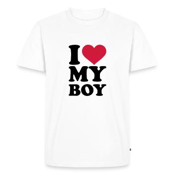 I love my boy - T-shirt Premium bio Homme - blanc - Devant - Nico (187cm)