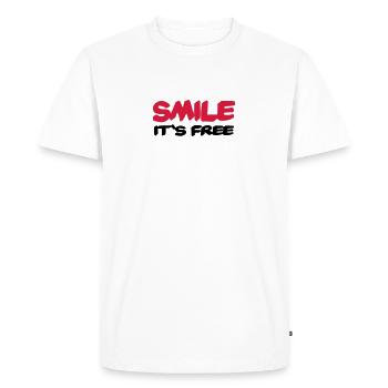 Smile It's free - Men's Premium Organic T-Shirt - white - Front - Nico (187cm)