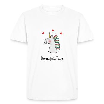 BONNE FÊTE PAPA. PAPA. FÊTE DES PÈRES. BONNE FÊTE - T-shirt Premium bio Homme - blanc - Devant - Nico (187cm)
