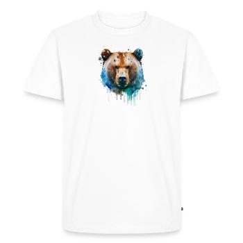 Bear - Watercolor - Men's Premium Organic T-Shirt - white - Front - Nico (187cm)