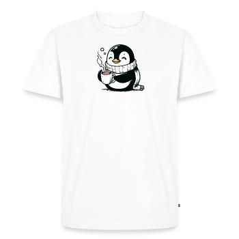 Pingouin avec un dicton de thé - T-shirt Premium bio Homme - blanc - Devant - Nico (187cm)