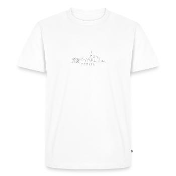 Berlin Skyline in Online Pen Illustration Style - Men's Premium Organic T-Shirt - white - Front - Nico (187cm)