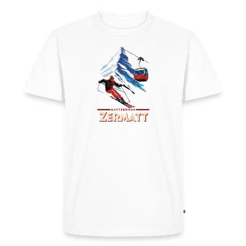 Cervin - Skier à Zermatt, Suisse Alpes - T-shirt Premium bio Homme - blanc - Devant - Nico (187cm)