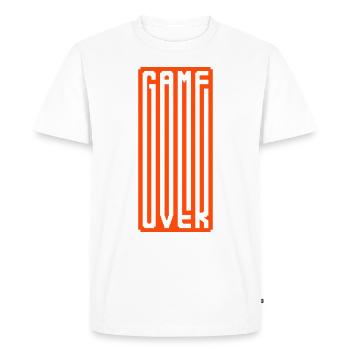 GAME OVER - BIG MONOGRAM - Männer Premium Bio T-Shirt - Weiß - Vorne - Nico (187cm)