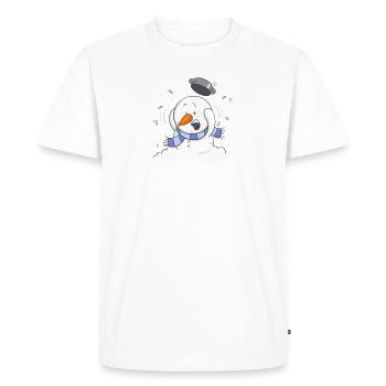 Snowsey, the little snowman, terrified. - Men's Premium Organic T-Shirt - white - Front - Nico (187cm)