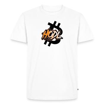 Hodl and the B is for Bitcoin - Grafitti Style - Men's Premium Organic T-Shirt - white - Front - Nico (187cm)