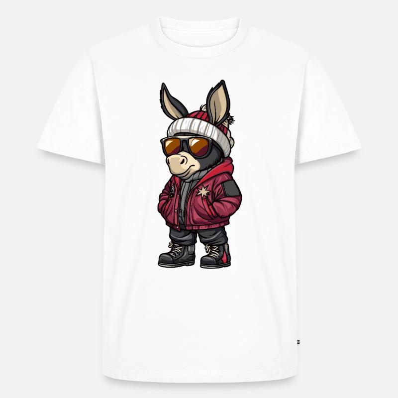 Esel Cool Comic - Männer Premium Bio T-Shirt - Weiß