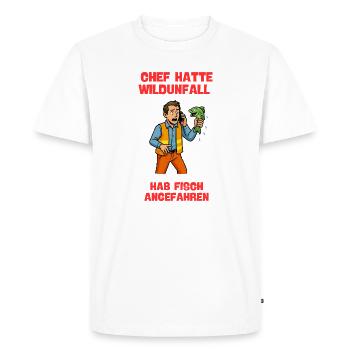 Le patron avait percuté un poisson dans un accident d’animaux sauvages - T-shirt Premium bio Homme - blanc - Devant - Nico (187cm)