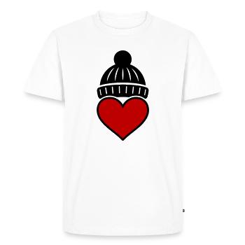 Heart Winter Beanie Love - Men's Premium Organic T-Shirt - white - Front - Nico (187cm)