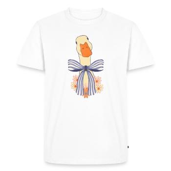Pastel goose with bow and flowers - Men's Premium Organic T-Shirt - white - Front - Nico (187cm)