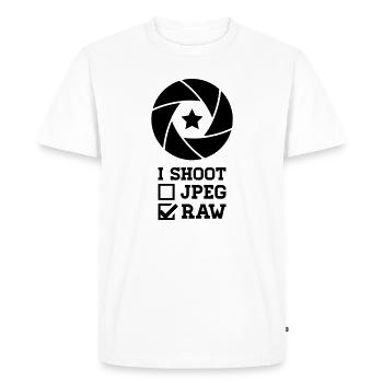 I Shoot Photography – Camera Design for Photographers - Men's Premium Organic T-Shirt - white - Front - Nico (187cm)