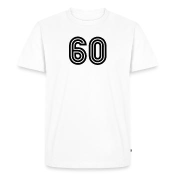 60. 60 ANS. 60e ANNIVERSAIRE. ANNIVERSAIRE 60 ANS. - T-shirt Premium bio Homme - blanc - Devant - Nico (187cm)